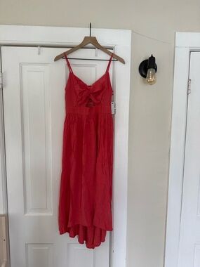 Nine West Coral Smocked-Neck Dress